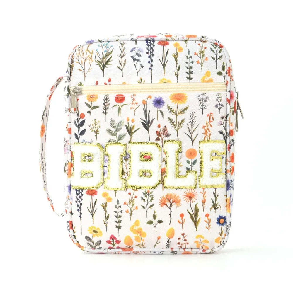 Portable Dustproof Book Storage Bag Flora Large-capacity Bible Cover Case Aesthetic Pouch Stationery Storage Organizer Office