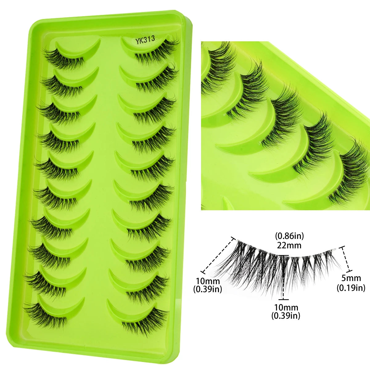 SHIDISHANGPIN Half Lashes 3/10 Pairs Soft Natural Cat Eye Lashes Handmade Reusable False Eyelashes Make up Tools Faux Cils