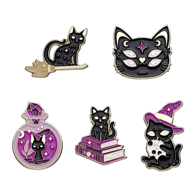 4-6pcs/set Enamel Pins Custom Ghost Spooky Boo Frog Bad Witch Club Punk Goth Brooches Lapel Badges Jewelry Gift for Friends