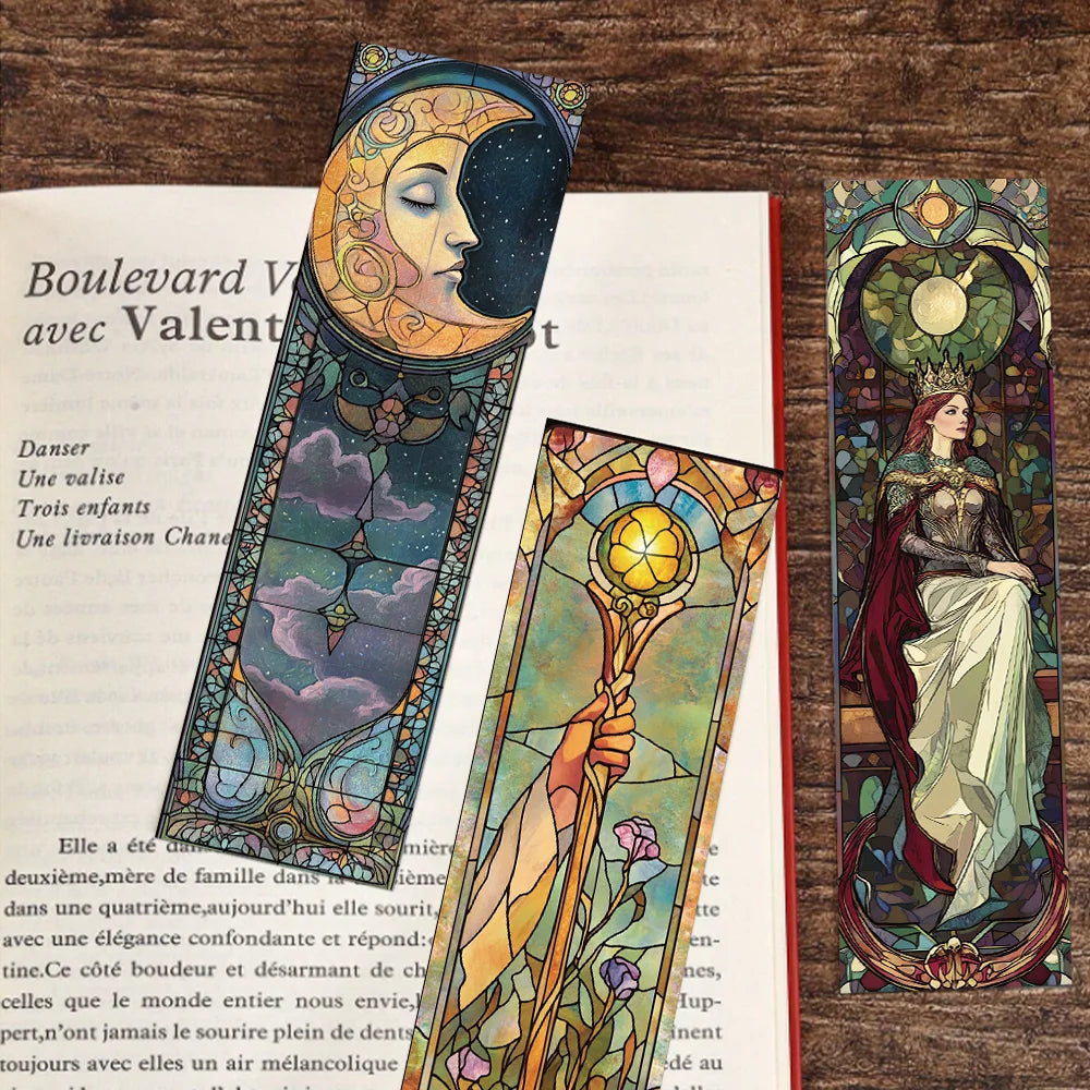 30pcs tarot bookmarks painted glass textured decorative office supplies student reading book labeling creative gift message card