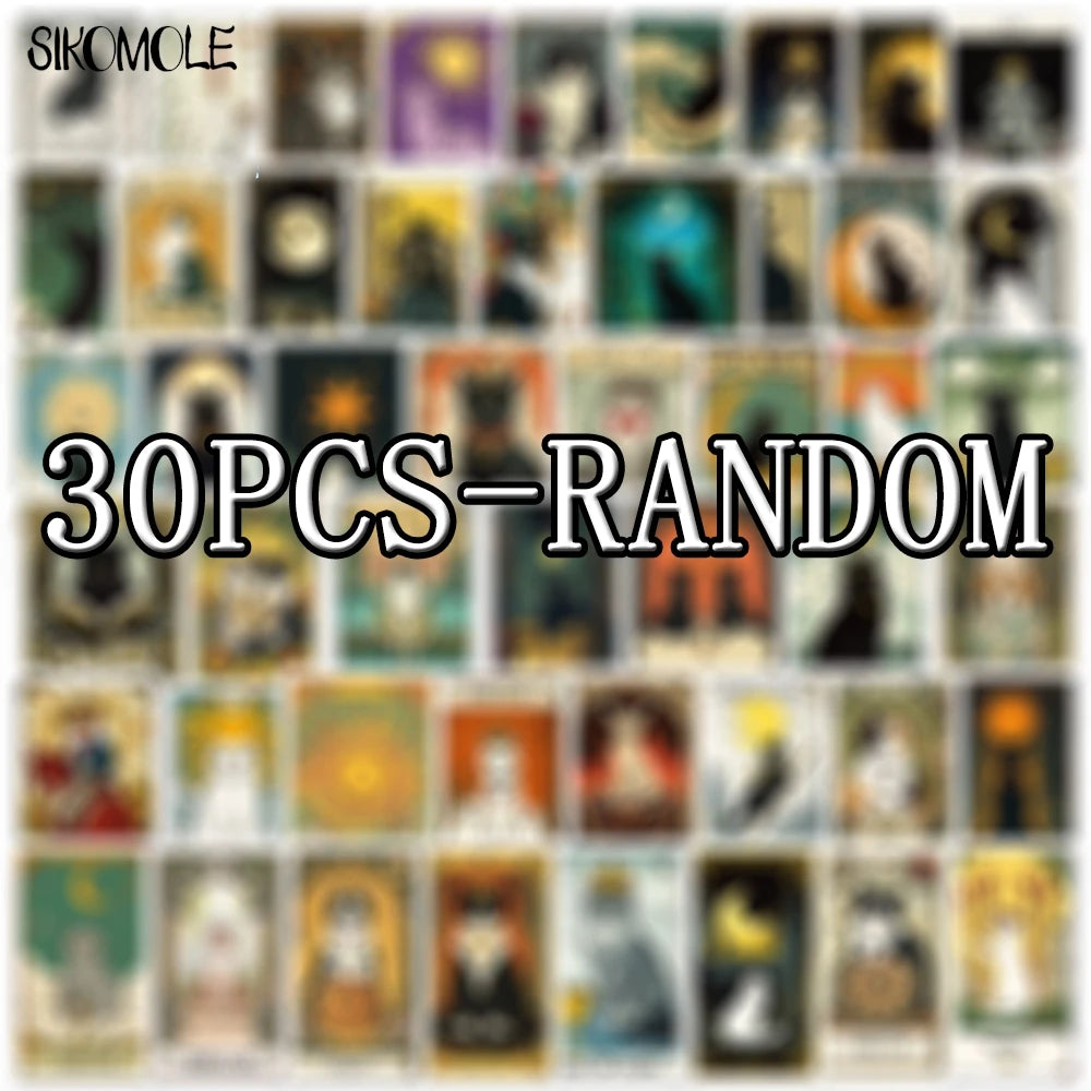 10/30/50PCS Kawaii Cat Tarot Cards Graffiti Stickers Cute Cartoon INS Aesthetic DIY Kid Travel Luggage Fridge Decal Sticker Pack