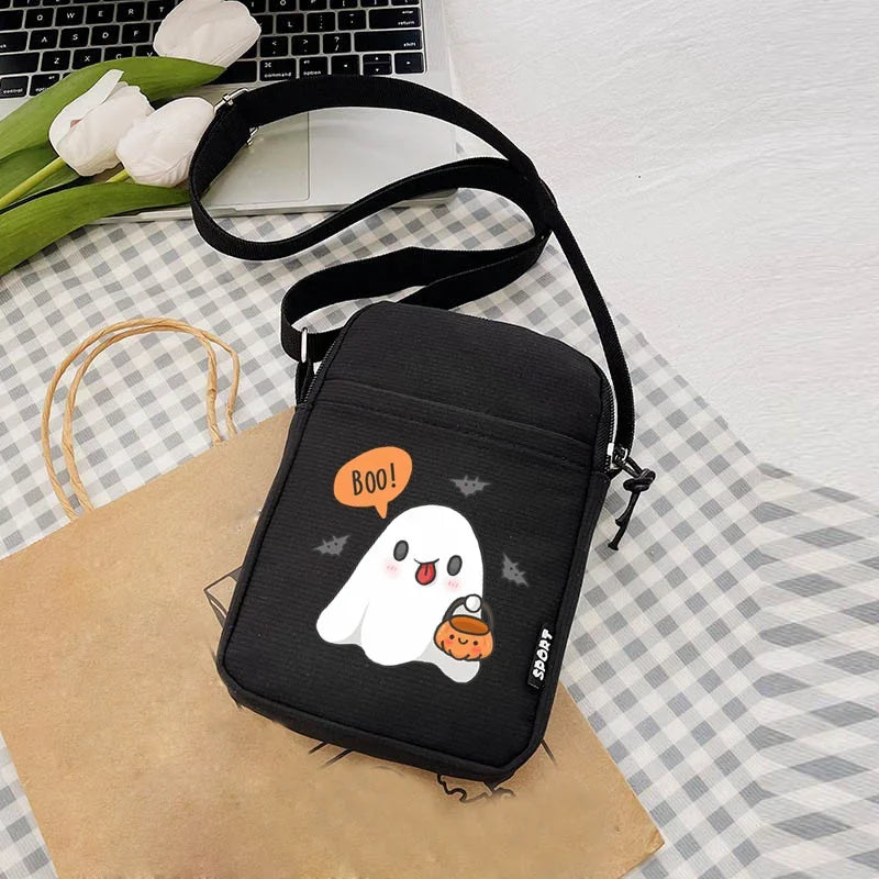 2024 Kawaii Halloween Ghost Women's Bag Mini Female Coin Purse Causal Hand Canvas Bag Mobile Phone Bags Spooky Women's Handbag