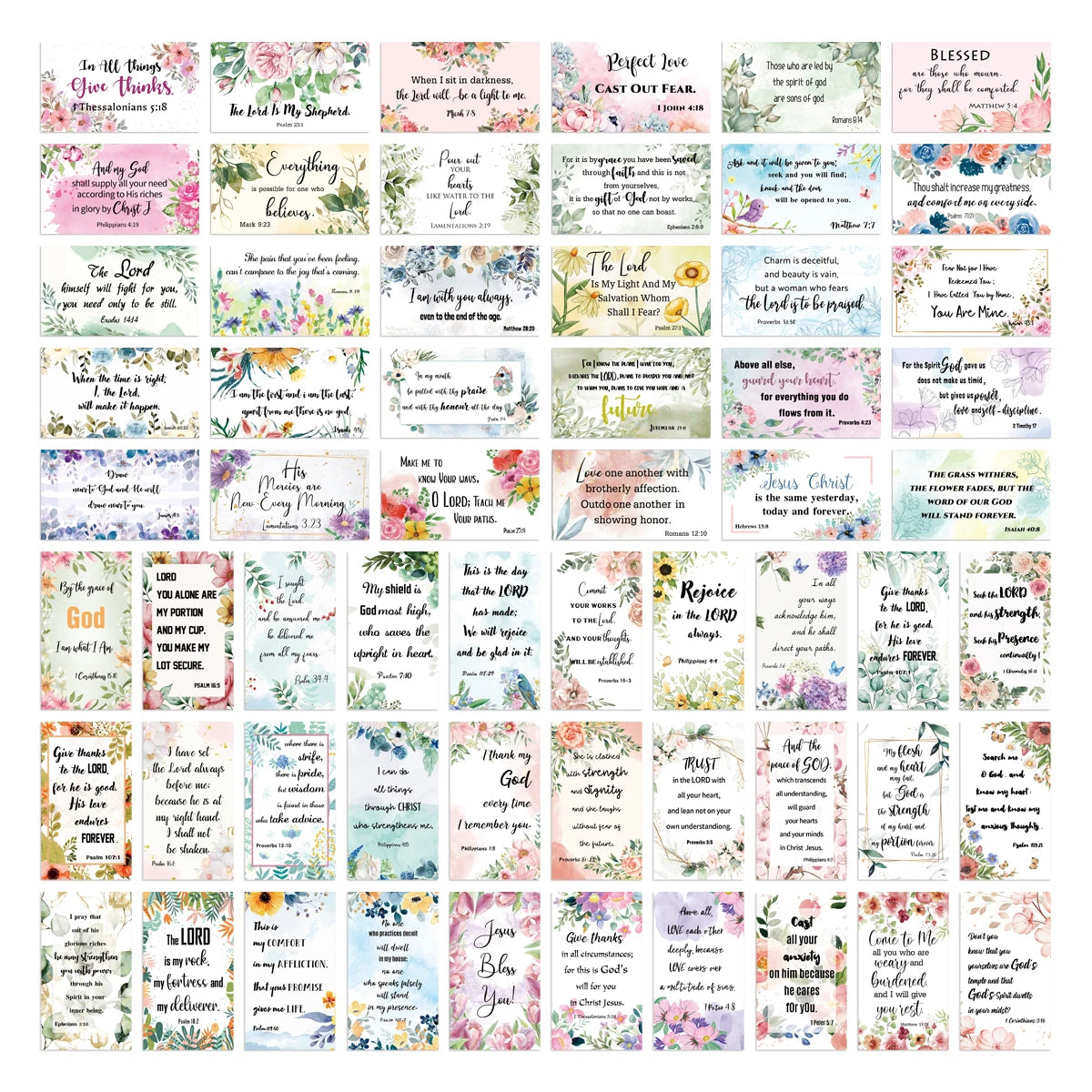 60pcs/pack Floral Bible Verse Cards Prayer Cards for Women Mini Scripture Cards Inspirational Quote Cards Christian Gifts