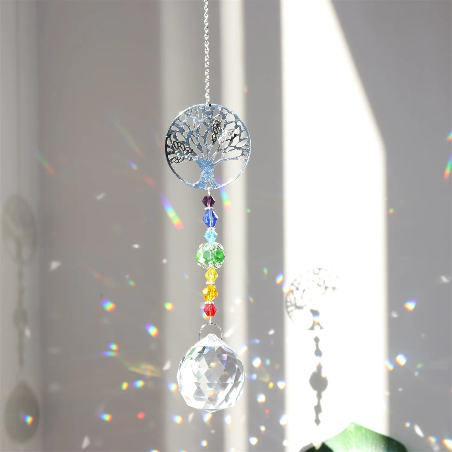 Crystal Sun Catcher Metal Piece Owl Tree Love Fan Angel Pendant Suncatcher Outdoor Garden Decor Rainbow Maker Home Decors 2024