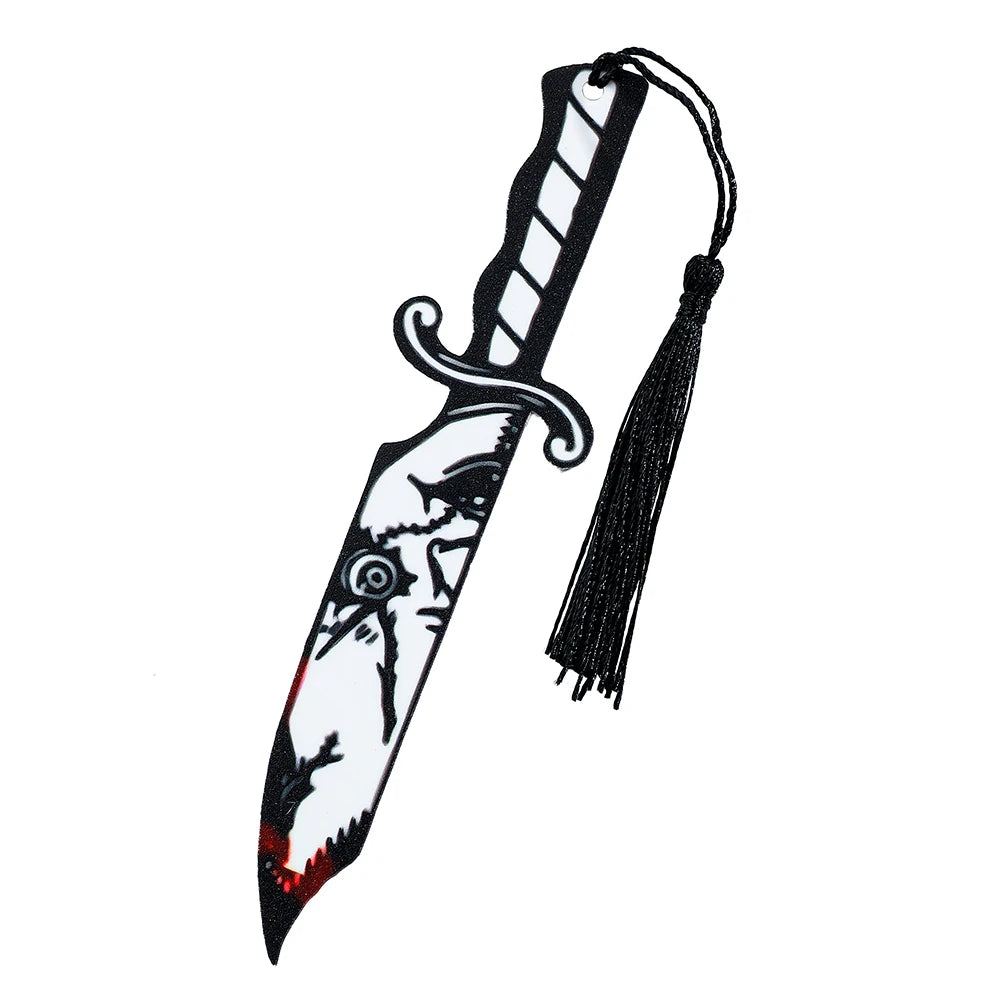 Halloween Dagger Face Ghosts Bookmark Tassels Pendant Reading Tool Stationery for Students Teachers Page Mark Punk Gifts