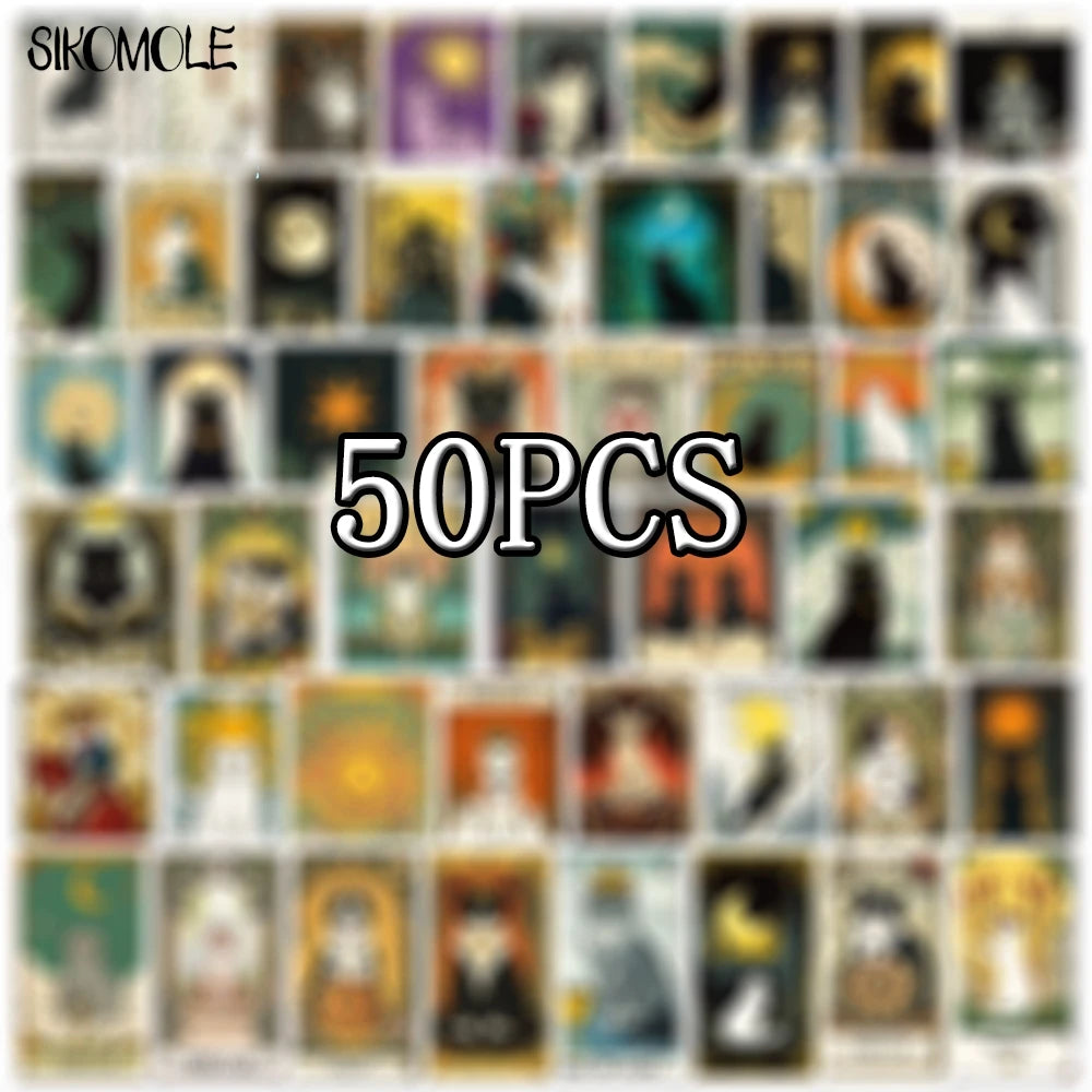 10/30/50PCS Kawaii Cat Tarot Cards Graffiti Stickers Cute Cartoon INS Aesthetic DIY Kid Travel Luggage Fridge Decal Sticker Pack