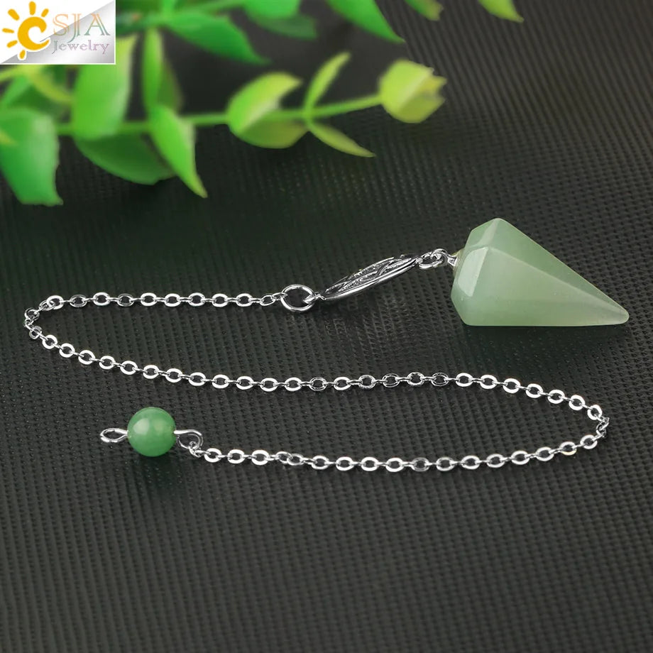 CSJA Divination Pendulums for Dowsing Rods Crystals Natural Stone Pendant Amulet Pendulum Divination Pendulos Radiesthesia  G719