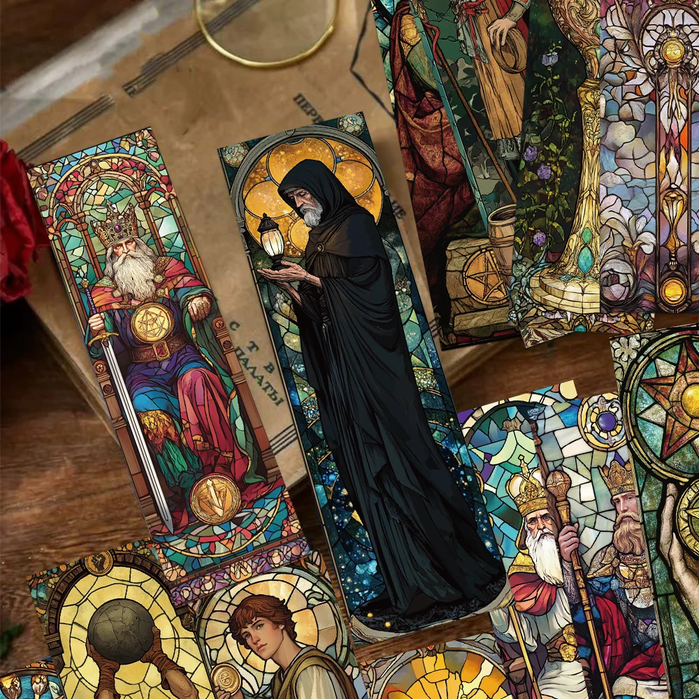 30pcs tarot bookmarks painted glass textured decorative office supplies student reading book labeling creative gift message card