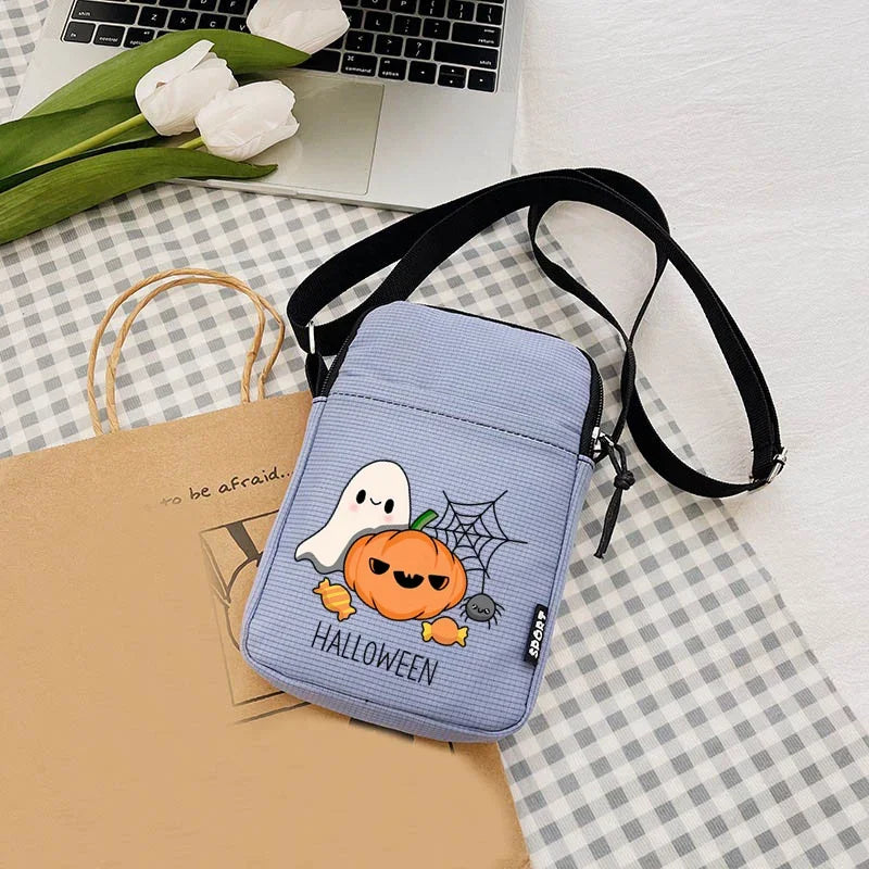 2024 Kawaii Halloween Ghost Women's Bag Mini Female Coin Purse Causal Hand Canvas Bag Mobile Phone Bags Spooky Women's Handbag