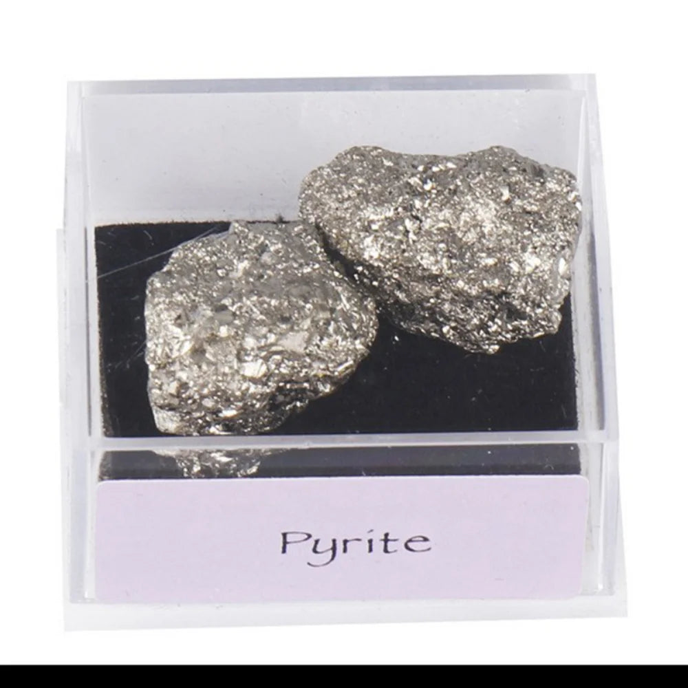 Natural Pyrite Raw Healing Crystal Stone Specimen Collection Mini Box Metaphysical Home Decor