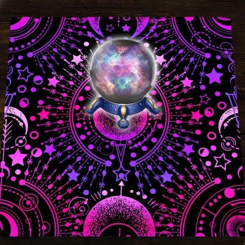 M5TC Mysterious Moon Astrologys Tablecloth Table Mat Square Divinations Tapestry Tarots Card Tablecloth Witchcraft Deck Cloth