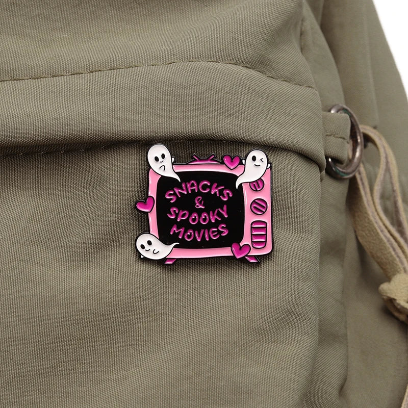Paranormal Horror Fan Enamel Pin Custom Snacks Spooky Movies Brooch Lapel Badge Halloween Jewelry Gift For Friends