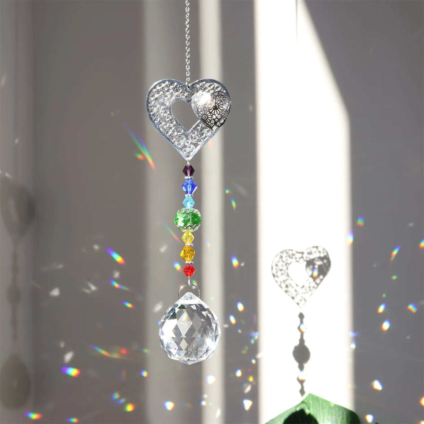 Crystal Sun Catcher Metal Piece Owl Tree Love Fan Angel Pendant Suncatcher Outdoor Garden Decor Rainbow Maker Home Decors 2024