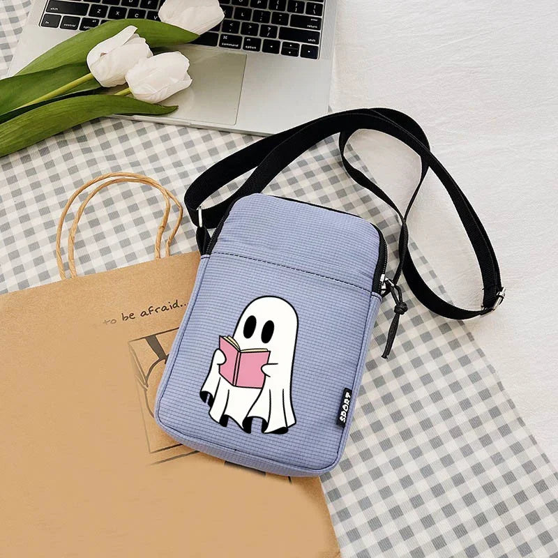 2024 Kawaii Halloween Ghost Women's Bag Mini Female Coin Purse Causal Hand Canvas Bag Mobile Phone Bags Spooky Women's Handbag