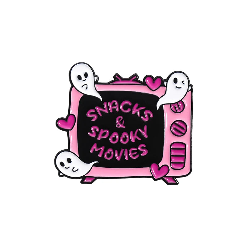 Paranormal Horror Fan Enamel Pin Custom Snacks Spooky Movies Brooch Lapel Badge Halloween Jewelry Gift For Friends