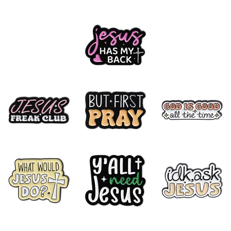 Jesus Freak Club Enamel Pin Jesus Has My Back Emblems Religion Brooches Lapel Badge Jewelry Gifts For Christian