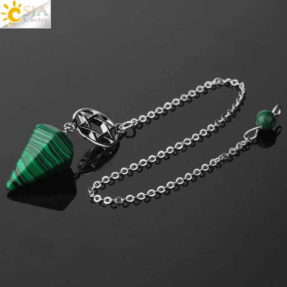 CSJA Divination Pendulums for Dowsing Rods Crystals Natural Stone Pendant Amulet Pendulum Divination Pendulos Radiesthesia  G719
