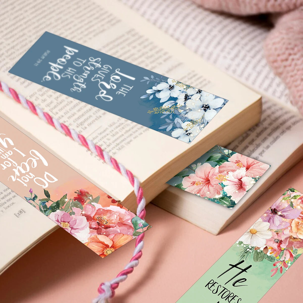 30pcs Flowerl Design Inspirational Bible Verse Bookmarks For Religious Faith Book Lover Prayer Students Bible Study Stationery
