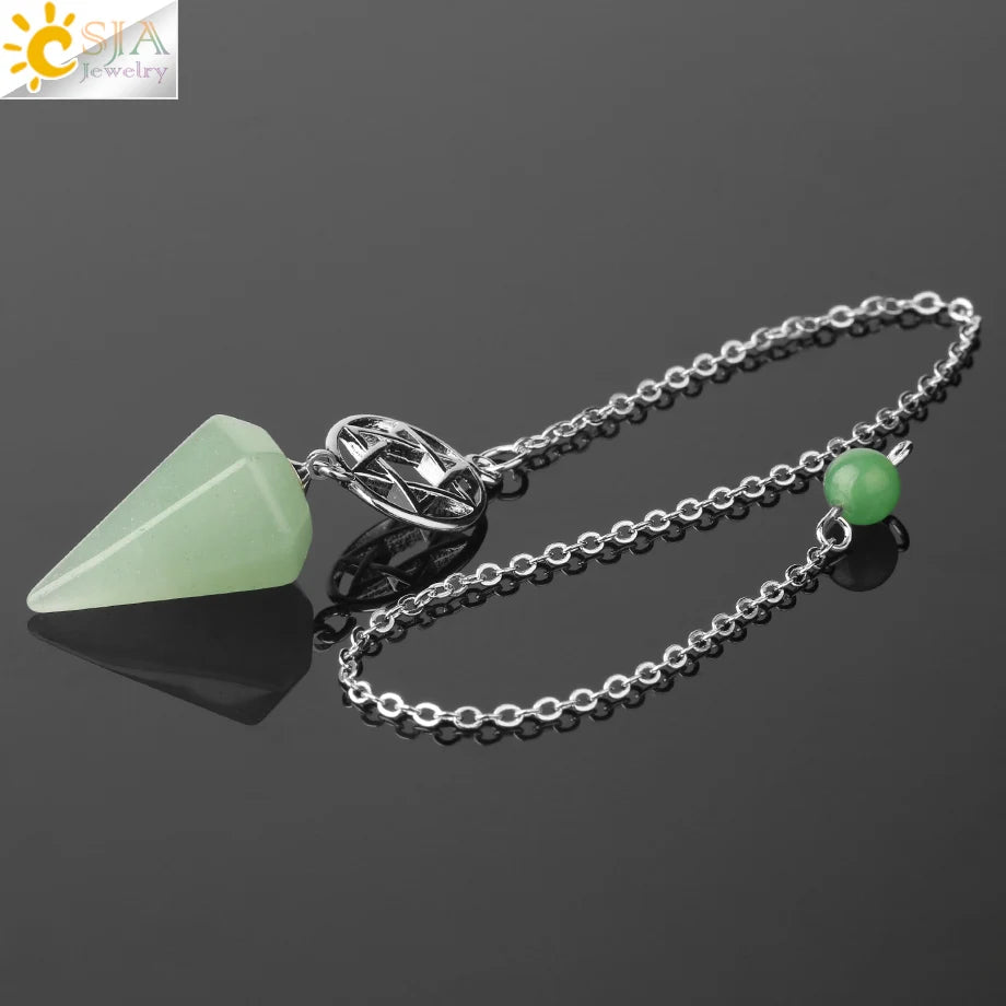 CSJA Divination Pendulums for Dowsing Rods Crystals Natural Stone Pendant Amulet Pendulum Divination Pendulos Radiesthesia  G719