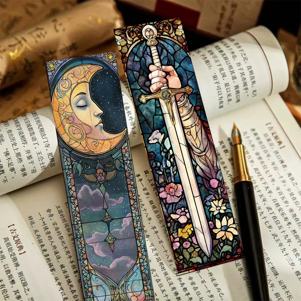 30pcs tarot bookmarks painted glass textured decorative office supplies student reading book labeling creative gift message card