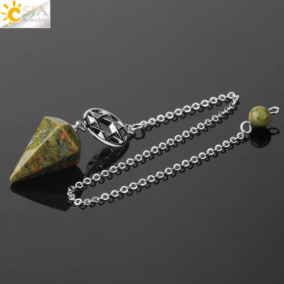 CSJA Divination Pendulums for Dowsing Rods Crystals Natural Stone Pendant Amulet Pendulum Divination Pendulos Radiesthesia  G719