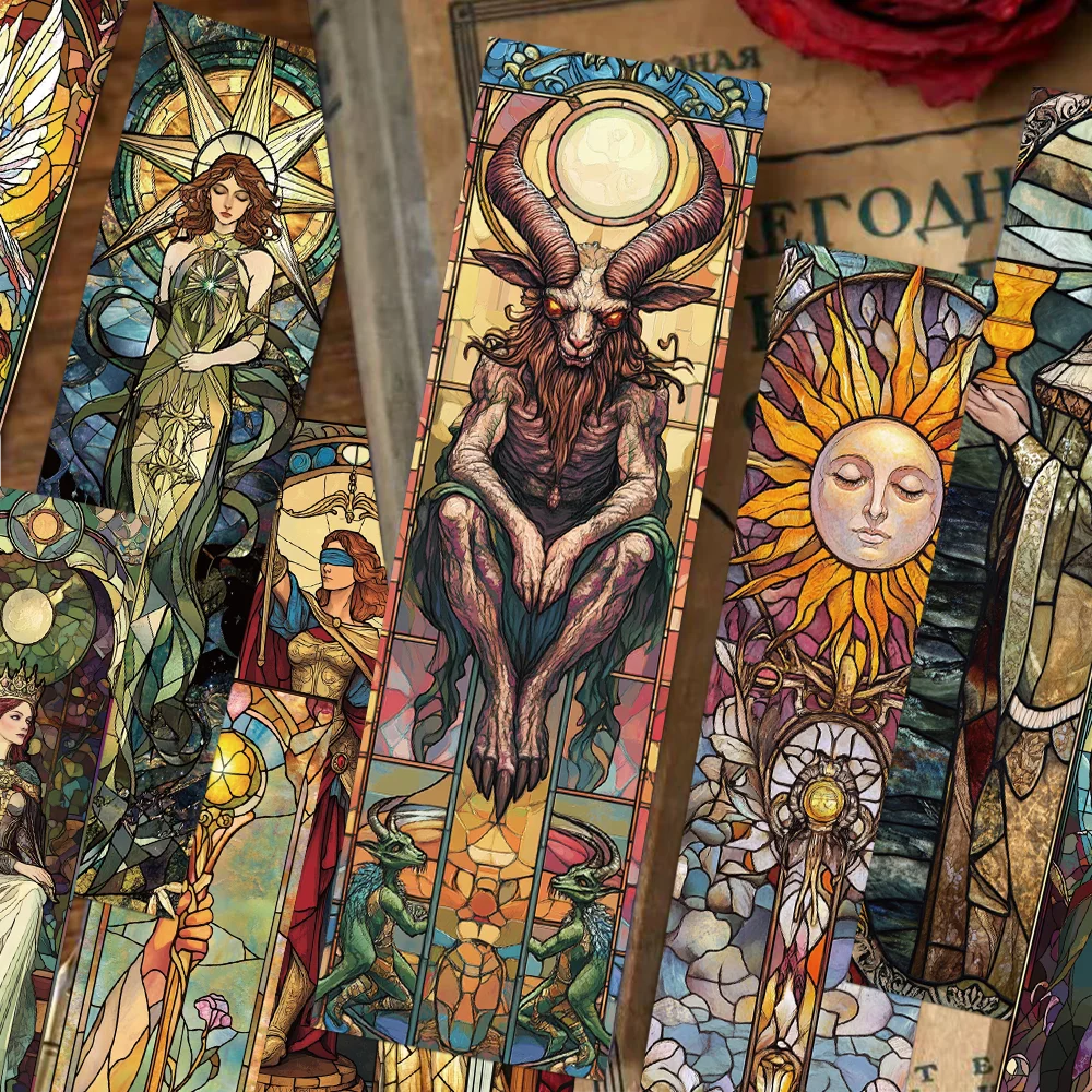 30pcs tarot bookmarks painted glass textured decorative office supplies student reading book labeling creative gift message card