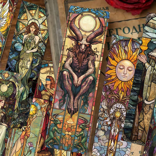 30pcs tarot bookmarks painted glass textured decorative office supplies student reading book labeling creative gift message card
