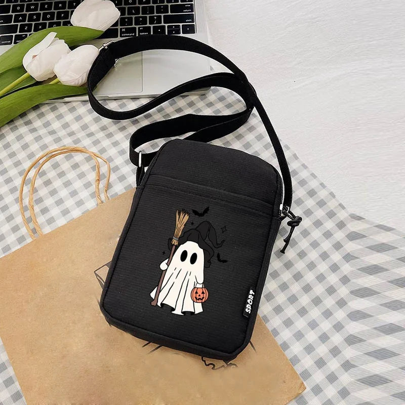 2024 Kawaii Halloween Ghost Women's Bag Mini Female Coin Purse Causal Hand Canvas Bag Mobile Phone Bags Spooky Women's Handbag