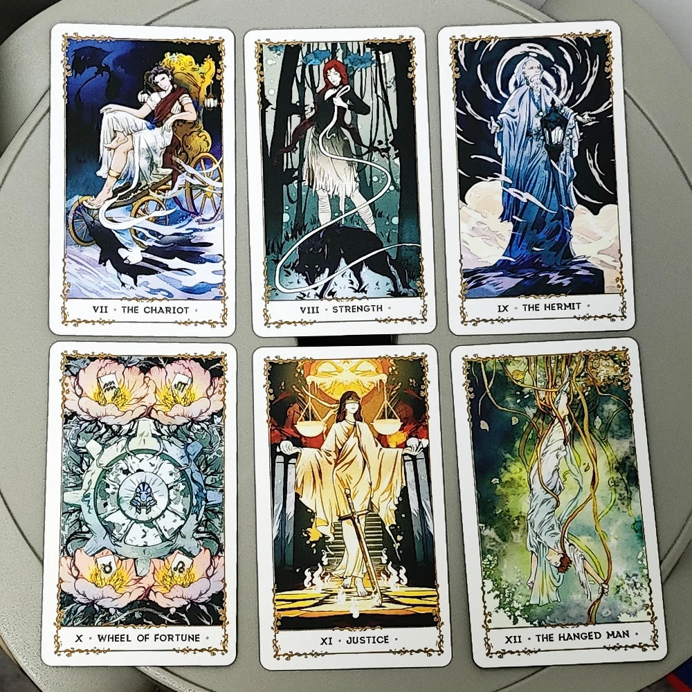 Silent Desolate Tarot Deck 78 Pcs Cartoon Tarot Cards Based on Rider System - 10.3*6cm