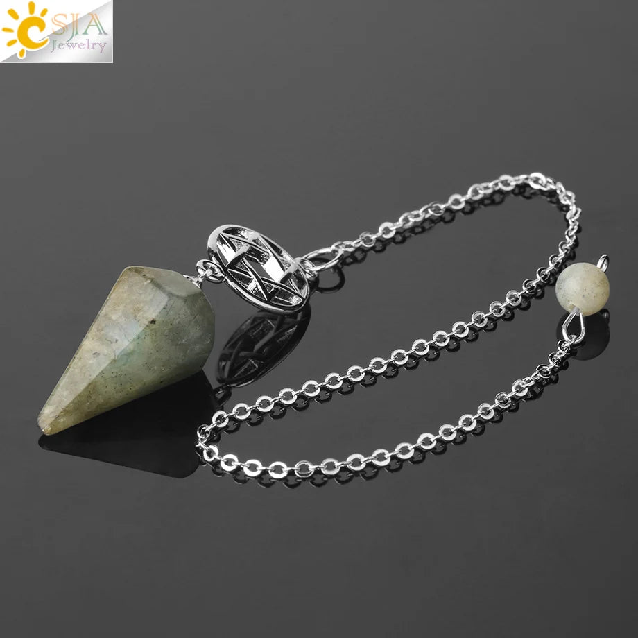 CSJA Divination Pendulums for Dowsing Rods Crystals Natural Stone Pendant Amulet Pendulum Divination Pendulos Radiesthesia  G719