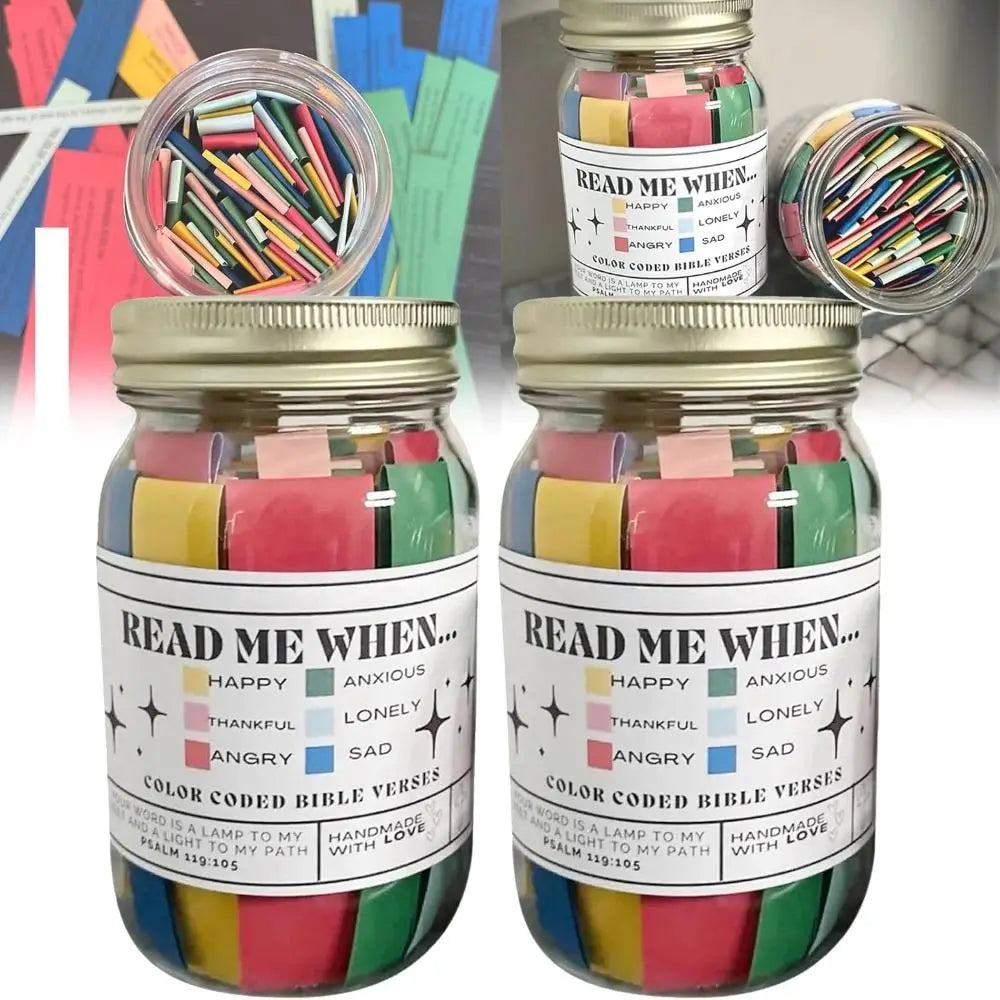 Creative Bible Verse Jar Bible Notes Colorful Cards Read Me When Bottle Best Wishes Note Paper Color Coded Gratitude Jar