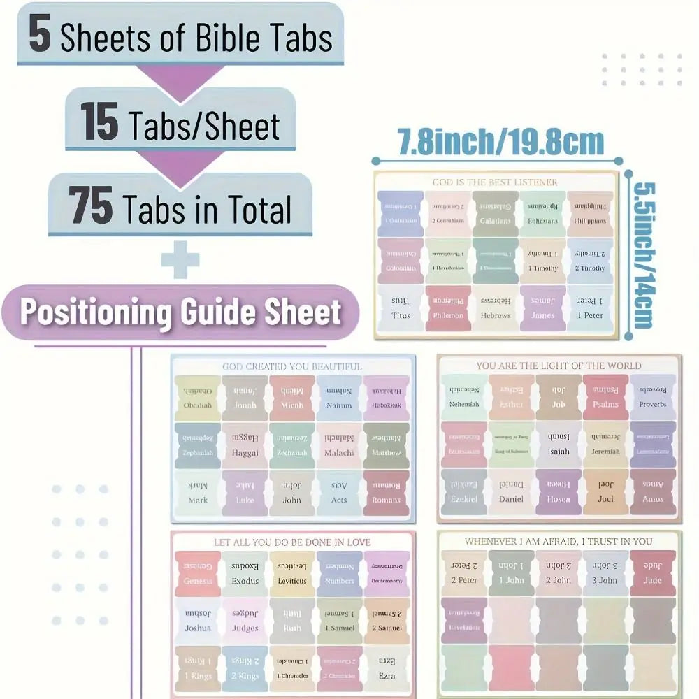5 sheet/set Sticky Notes Bible Index Tabs Studying Bible Boho Theme Laminated Bible Tabs Morandi Index Tabs Stickers