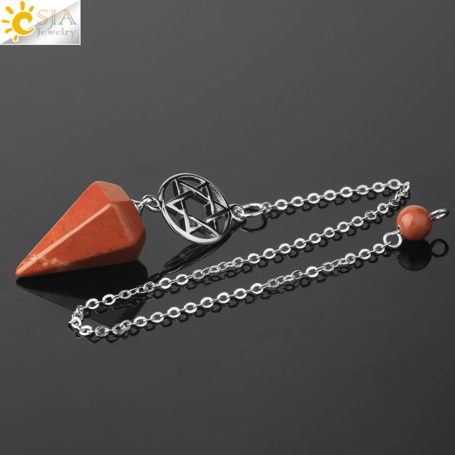CSJA Divination Pendulums for Dowsing Rods Crystals Natural Stone Pendant Amulet Pendulum Divination Pendulos Radiesthesia  G719