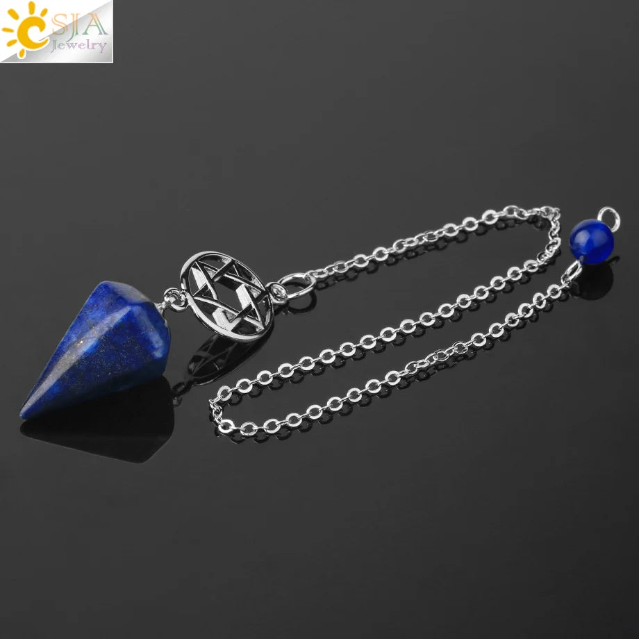 CSJA Divination Pendulums for Dowsing Rods Crystals Natural Stone Pendant Amulet Pendulum Divination Pendulos Radiesthesia  G719