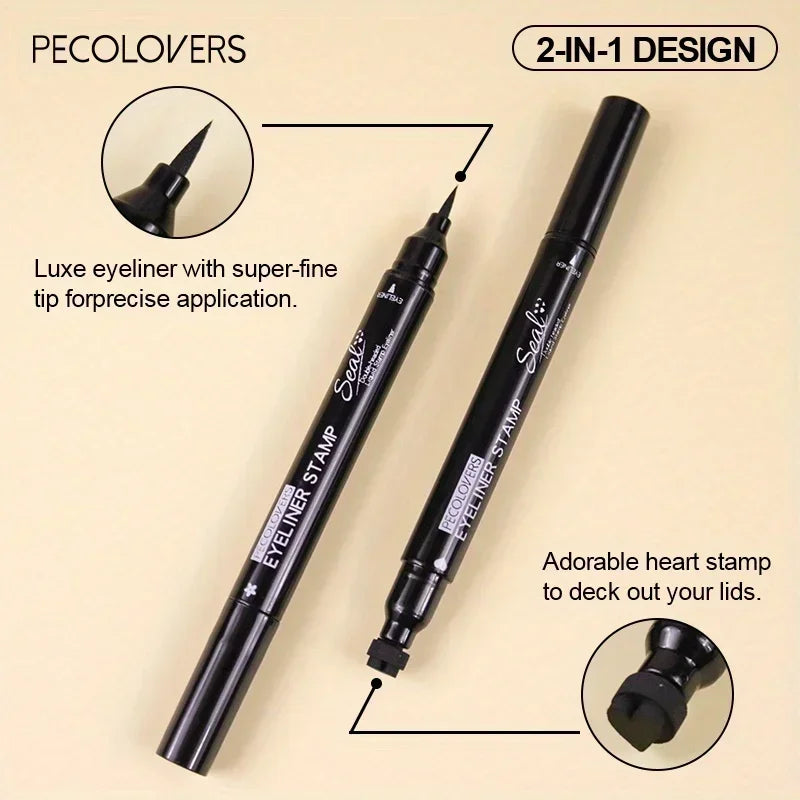 Double Head Eyeliner Stamp Seal Pen Long Lasting Fast Dry Eye Liner Liquid Black Pencil Make-up for Women Cosmetics
