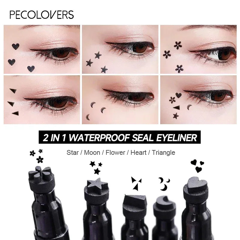 Double Head Eyeliner Stamp Seal Pen Long Lasting Fast Dry Eye Liner Liquid Black Pencil Make-up for Women Cosmetics