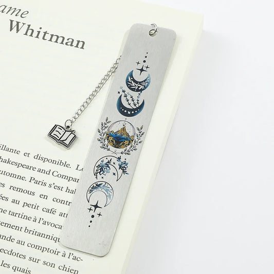 Stainless Steel Moon Crescent Bookmark Vintage Page Marker Exquisite Pattern for Men Women Fashion Stationery Supplies Gifts