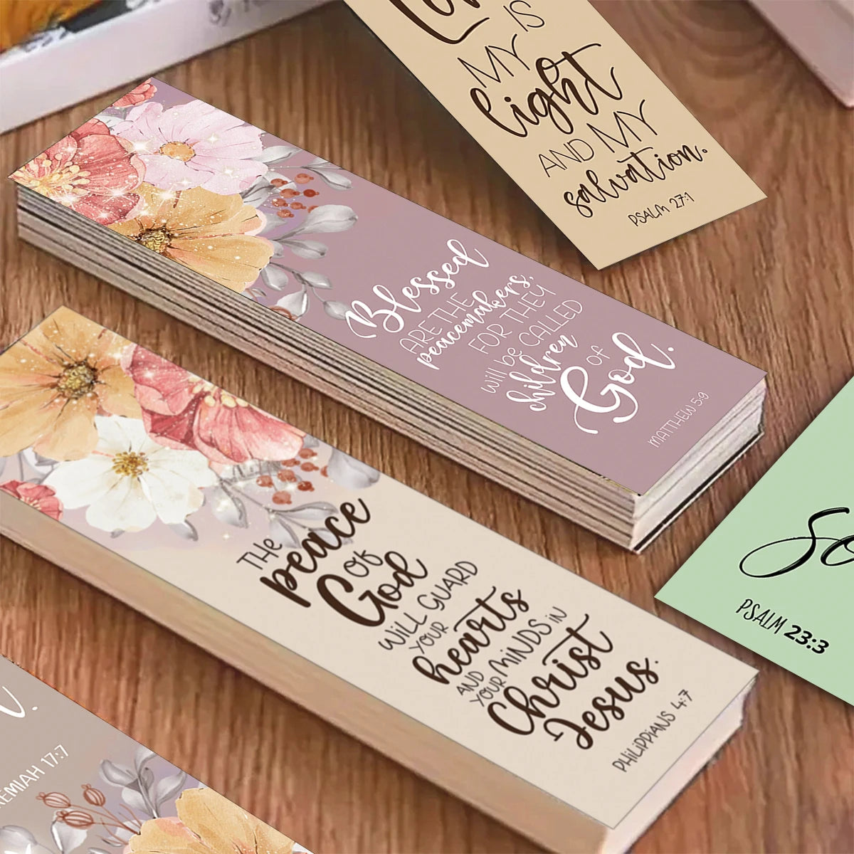 30pcs Flowerl Design Inspirational Bible Verse Bookmarks For Religious Faith Book Lover Prayer Students Bible Study Stationery