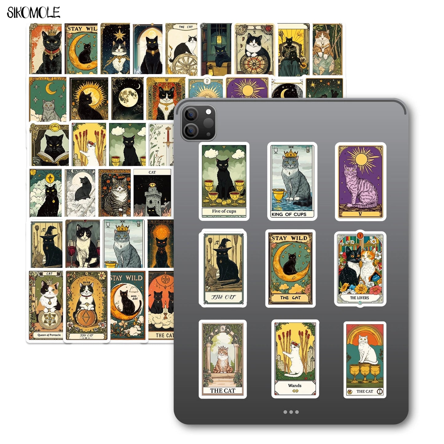 10/30/50PCS Kawaii Cat Tarot Cards Graffiti Stickers Cute Cartoon INS Aesthetic DIY Kid Travel Luggage Fridge Decal Sticker Pack