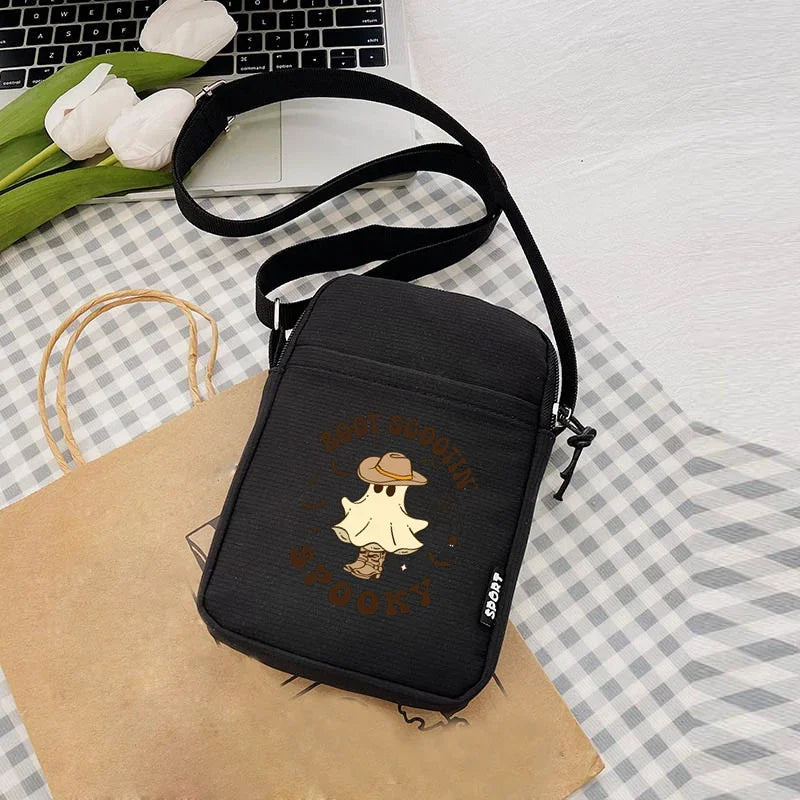 2024 Kawaii Halloween Ghost Women's Bag Mini Female Coin Purse Causal Hand Canvas Bag Mobile Phone Bags Spooky Women's Handbag