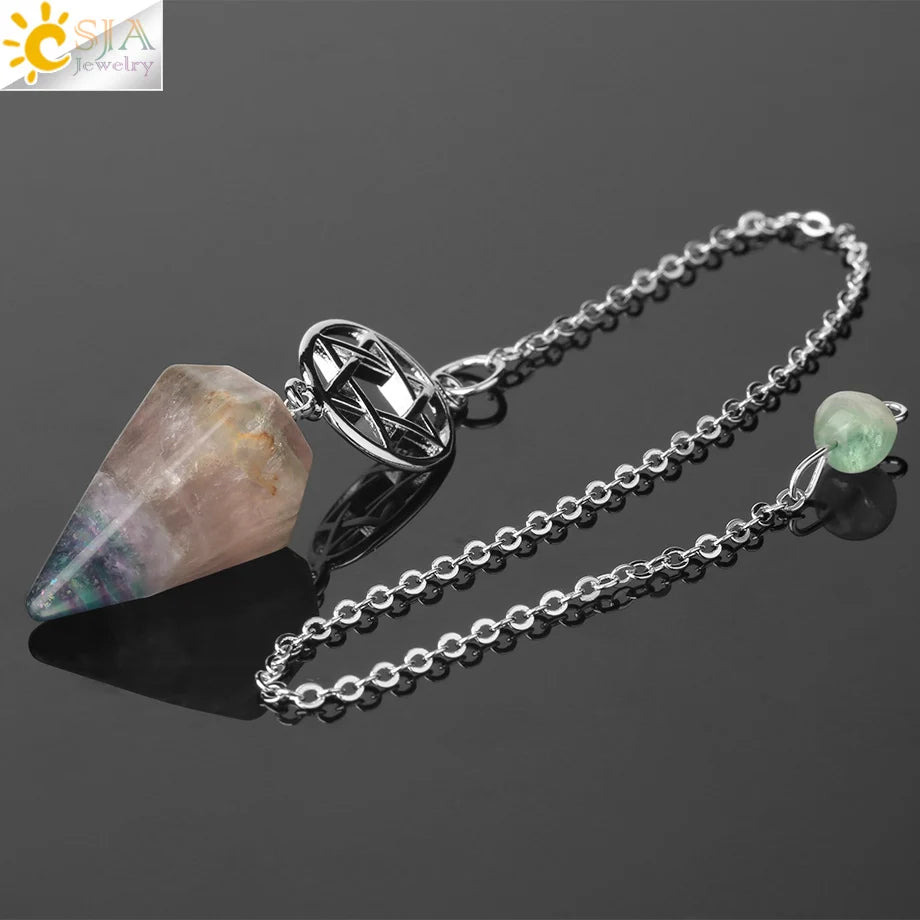 CSJA Divination Pendulums for Dowsing Rods Crystals Natural Stone Pendant Amulet Pendulum Divination Pendulos Radiesthesia  G719