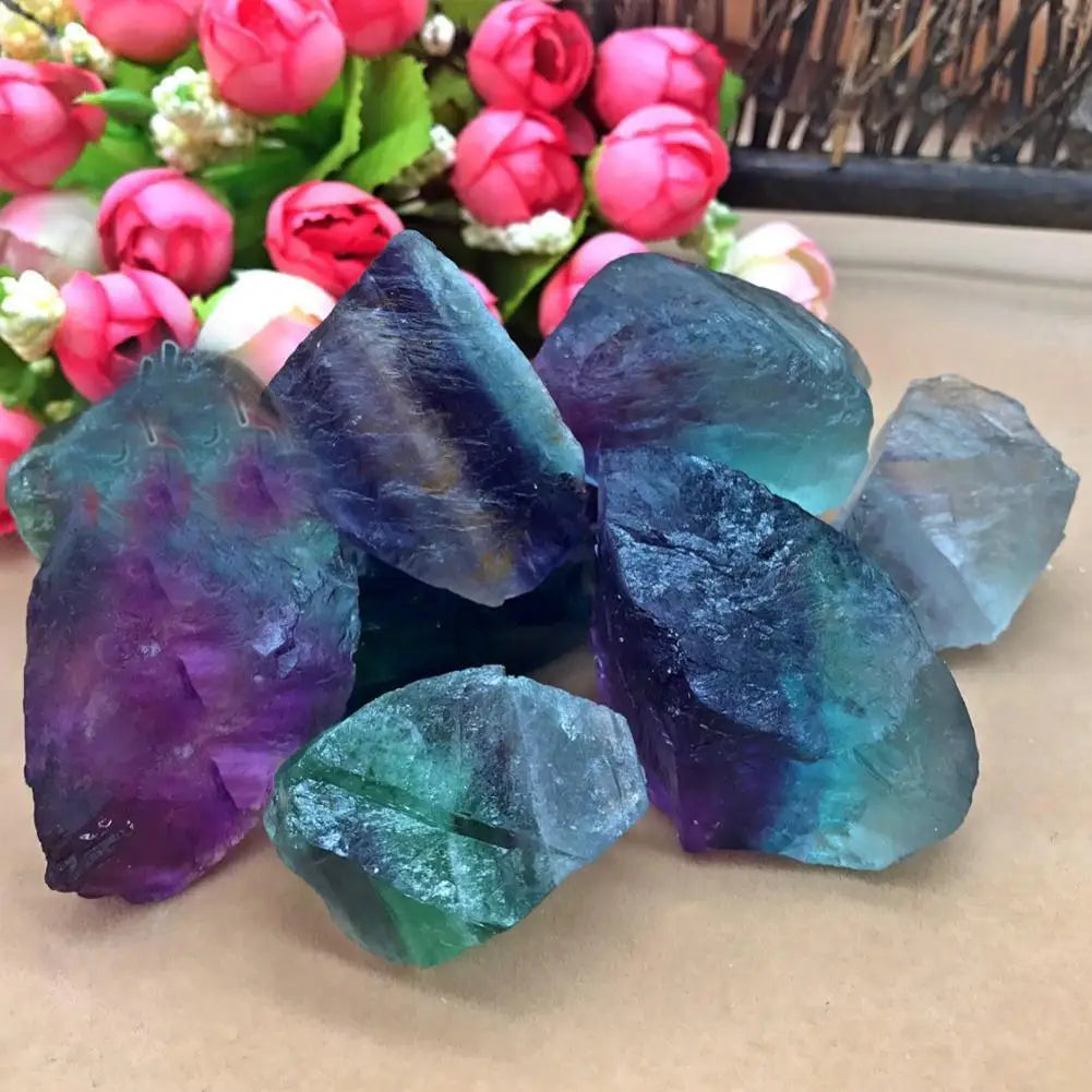 Natural Material Rainbow Fluorite Crystal Coarse Stone Specimen Healing Crystal Love Natural Stone And Mineral Fish Tank