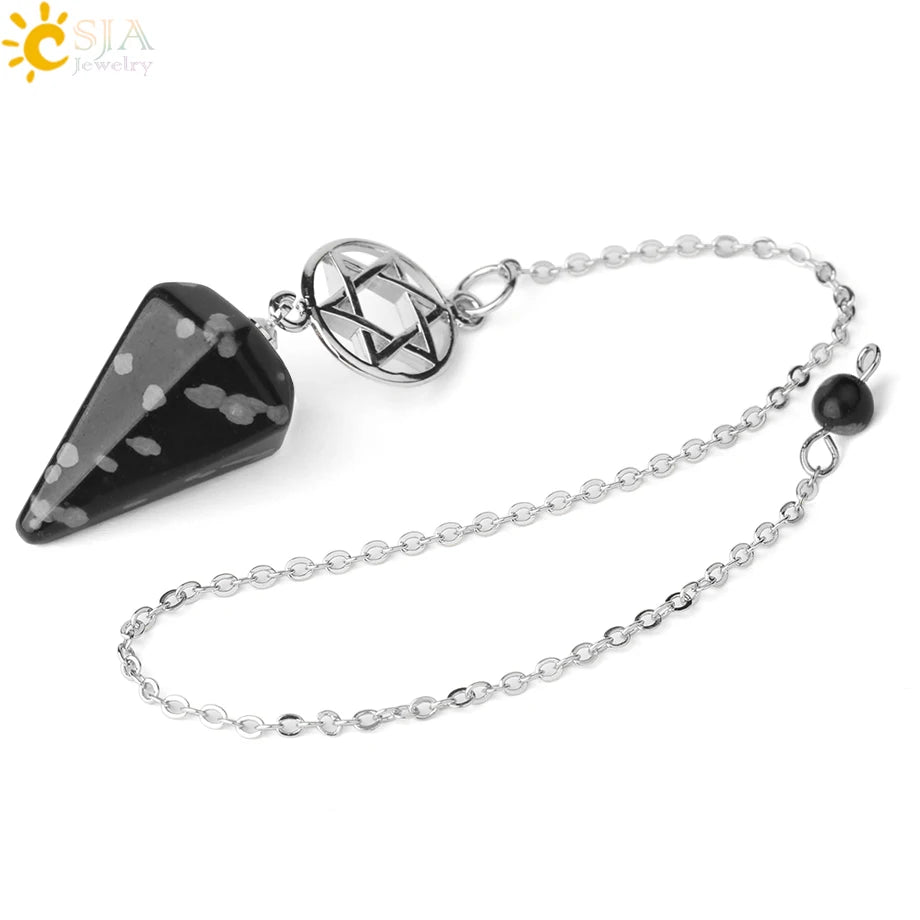 CSJA Divination Pendulums for Dowsing Rods Crystals Natural Stone Pendant Amulet Pendulum Divination Pendulos Radiesthesia  G719