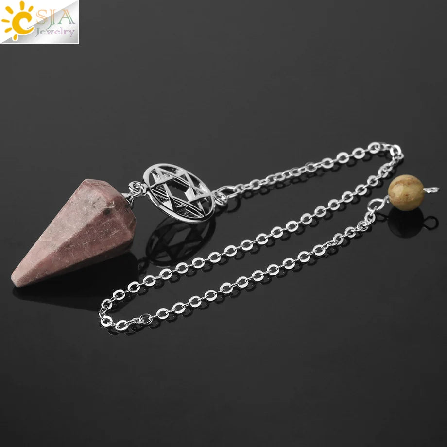 CSJA Divination Pendulums for Dowsing Rods Crystals Natural Stone Pendant Amulet Pendulum Divination Pendulos Radiesthesia  G719
