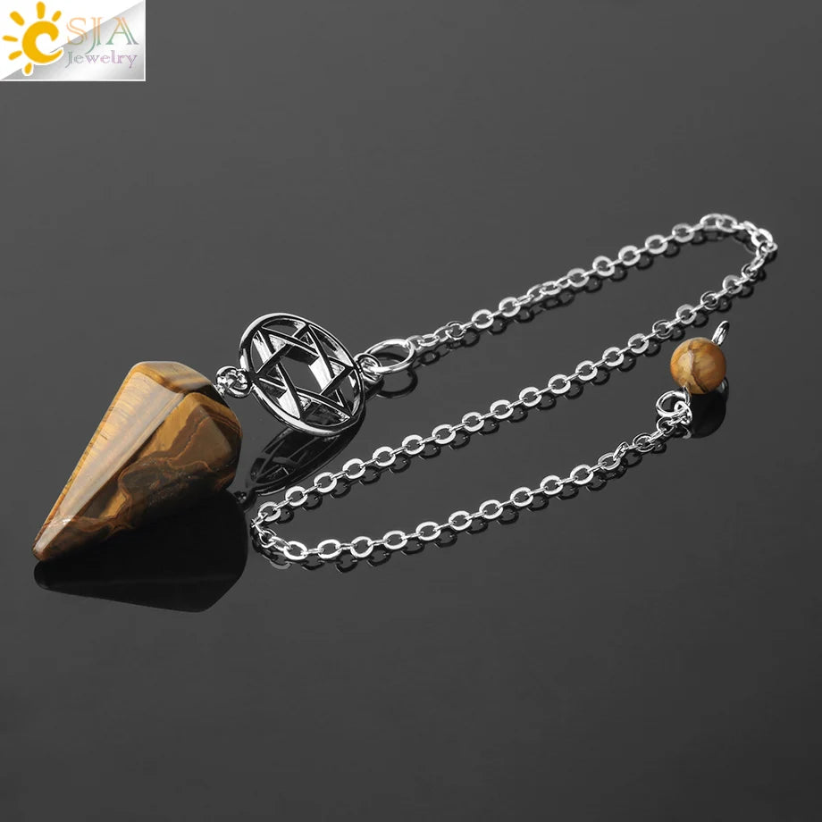 CSJA Divination Pendulums for Dowsing Rods Crystals Natural Stone Pendant Amulet Pendulum Divination Pendulos Radiesthesia  G719