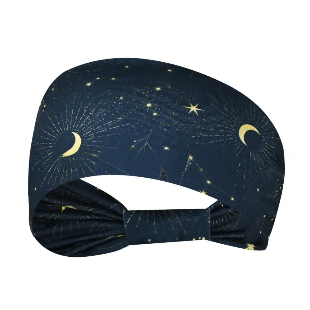 New Elastic Wide Headbands Vintage Knot Boho Turban Star Printed Wide Brim Printed Headscarf Yoga