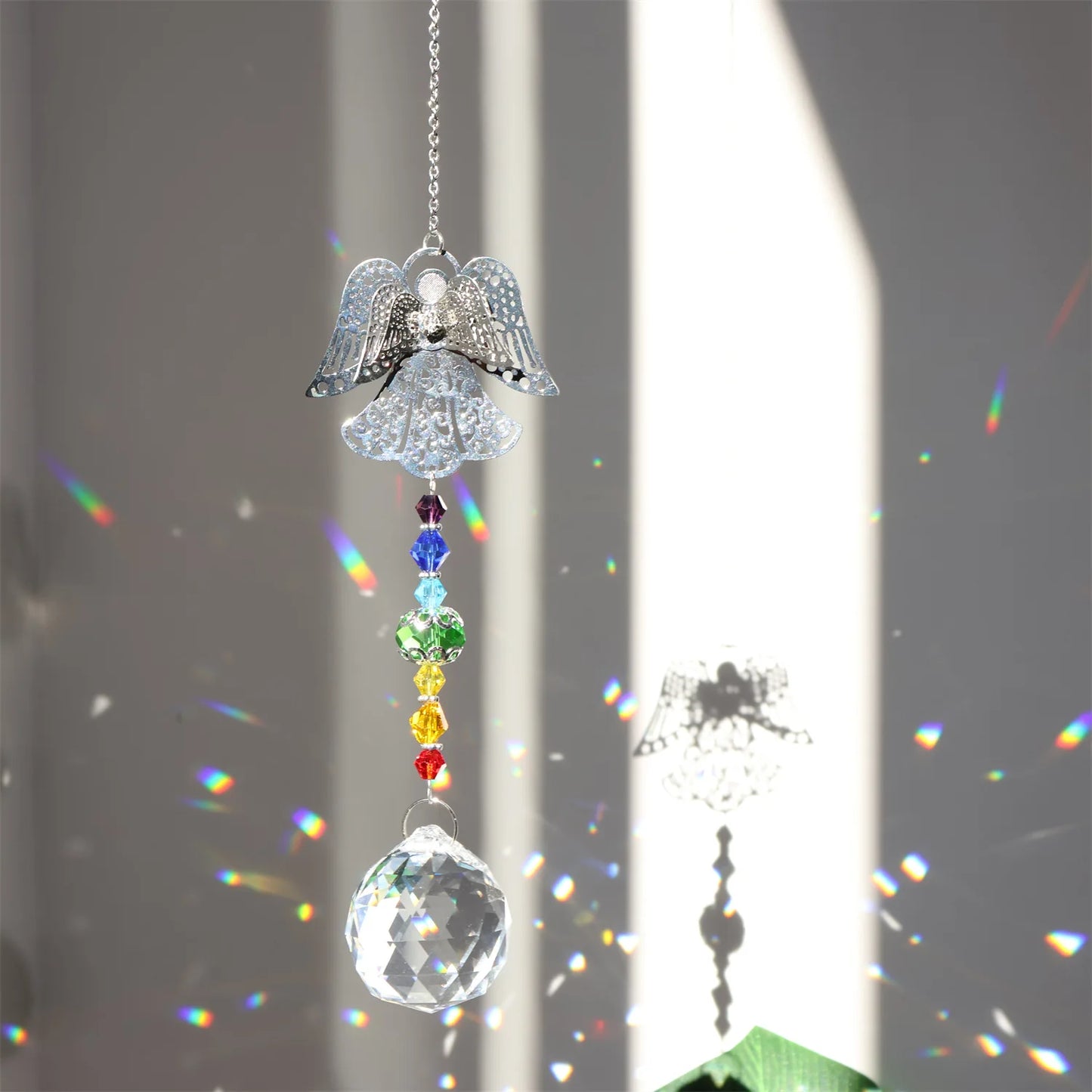 Crystal Sun Catcher Metal Piece Owl Tree Love Fan Angel Pendant Suncatcher Outdoor Garden Decor Rainbow Maker Home Decors 2024