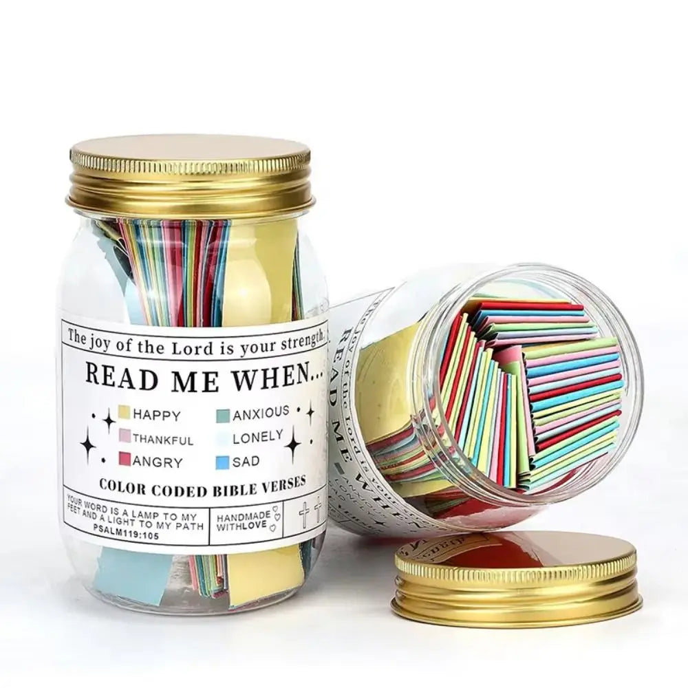 Creative Bible Verse Jar Bible Notes Colorful Cards Read Me When Bottle Best Wishes Note Paper Color Coded Gratitude Jar
