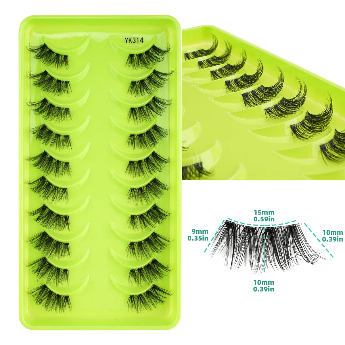 SHIDISHANGPIN Half Lashes 3/10 Pairs Soft Natural Cat Eye Lashes Handmade Reusable False Eyelashes Make up Tools Faux Cils
