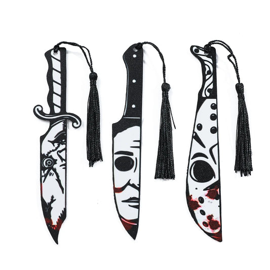 Halloween Dagger Face Ghosts Bookmark Tassels Pendant Reading Tool Stationery for Students Teachers Page Mark Punk Gifts